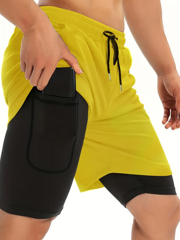 Men's PRO Breathable Mesh Double Layer Quick-Dry Loose Fit Running Shorts