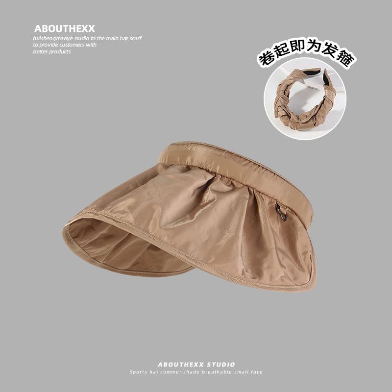 Women's Sun Hat 2024 New Arrival UV Protection Summer Sun Hat Shell-Style Open-Top Hat Face-Covering Wide-Brimmed Headband Hat