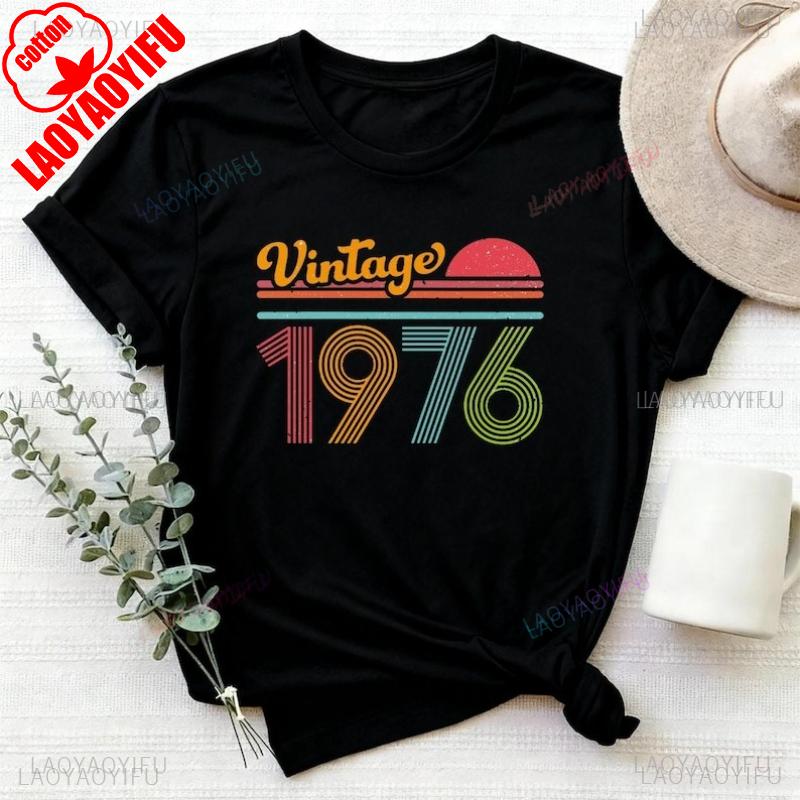 Προσαρμοσμένο 50ο Limited Edition Vintage Δώρο Γενεθλίων Υψηλής Ποιότητας Βαμβακερό Μπλουζάκι Έτος 1976 Unisex Street Fashion Hipster Κοντομάνικο