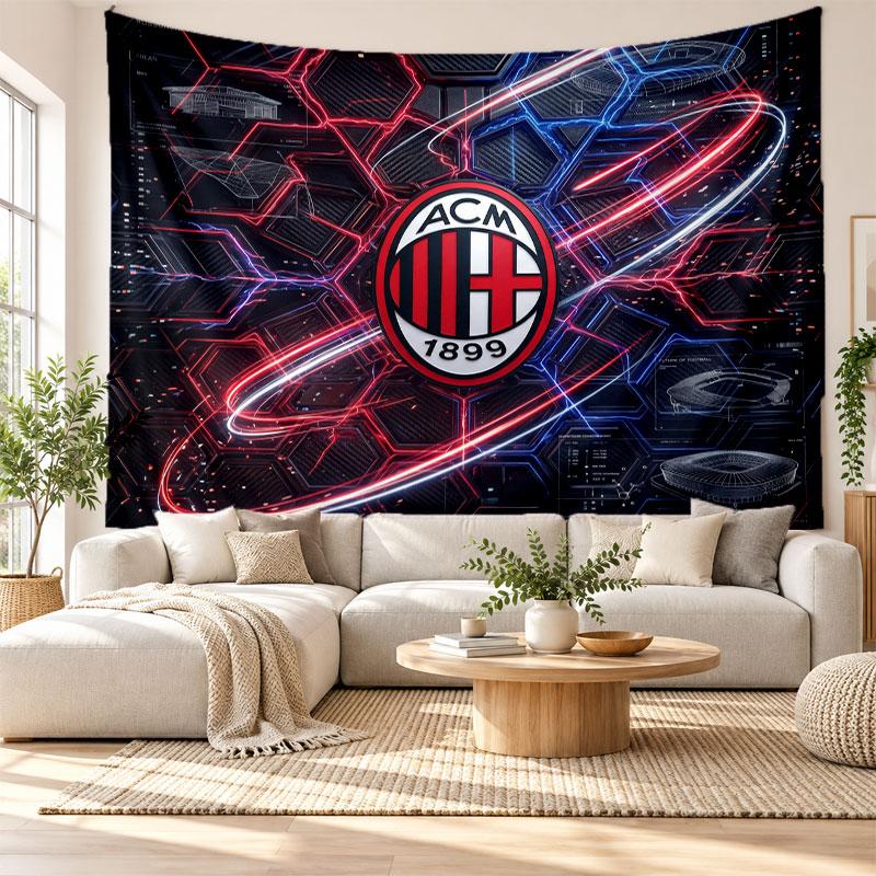 AC Milan Wall Tapestry, Soft Fabric Wall Hanging, Decorative Backdrop For Bedroom Home Wall Art