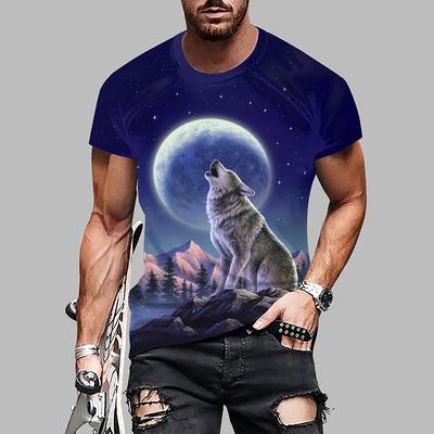 Tricou de modă pentru bărbați de vară nou Top tricou bărbați cu imprimeu de lup