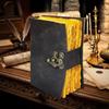 Black Vintage Leather Journal - Spell Book of Shadows, Grimoire Journal, Travel Writing Notebook, Antique Deckle Edge Paper Lock Closure