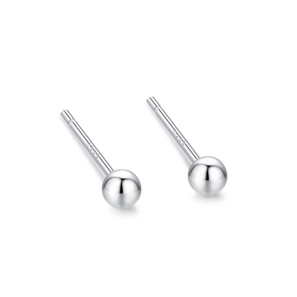 S999 Pure Silver Round Stud Earrings for Women - High-End Cartilage and Ear Piercing Needles to Prevent Clogging