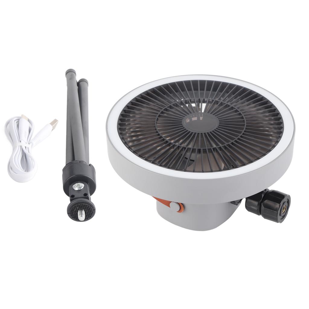 Portable USB Rechargeable Tripod Fan Outdoor Camping Tripod Fan for Outdoor Camping Tent Gray