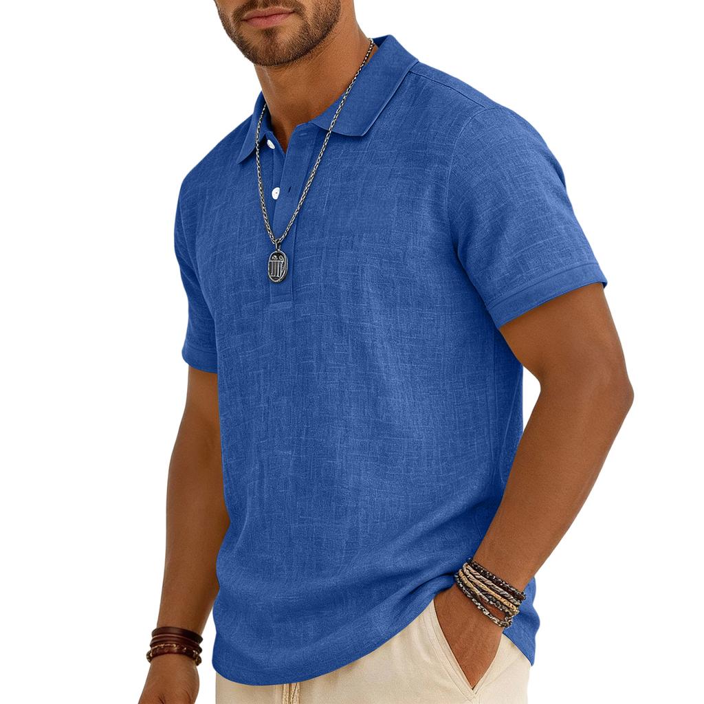 Men's Casual -color Summer - Cotton And Linen Short-sleeved Shirt