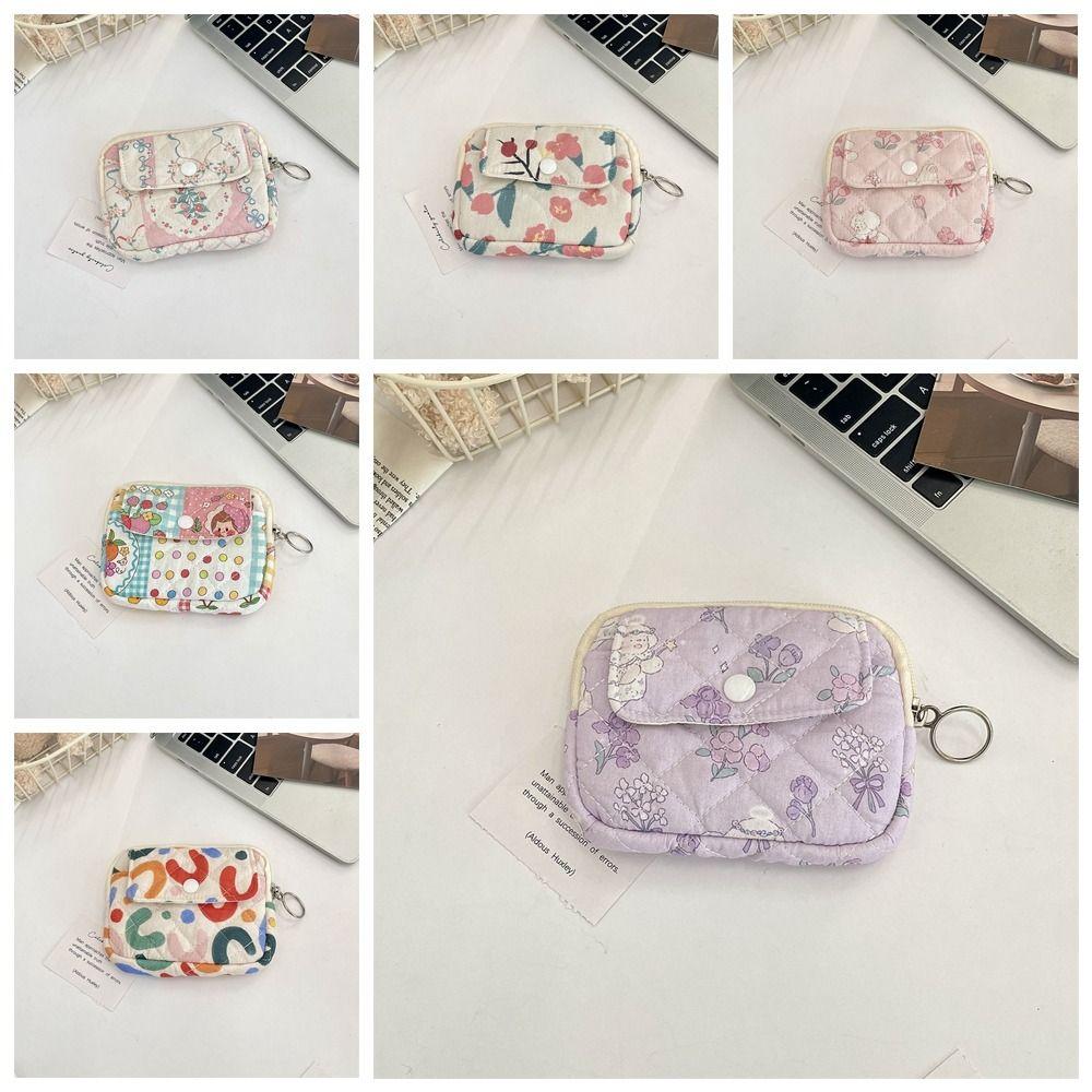 Kawaii Small Makeup Lipstick Bag Cartoon Printing Mini Canvas Storage Bag Students