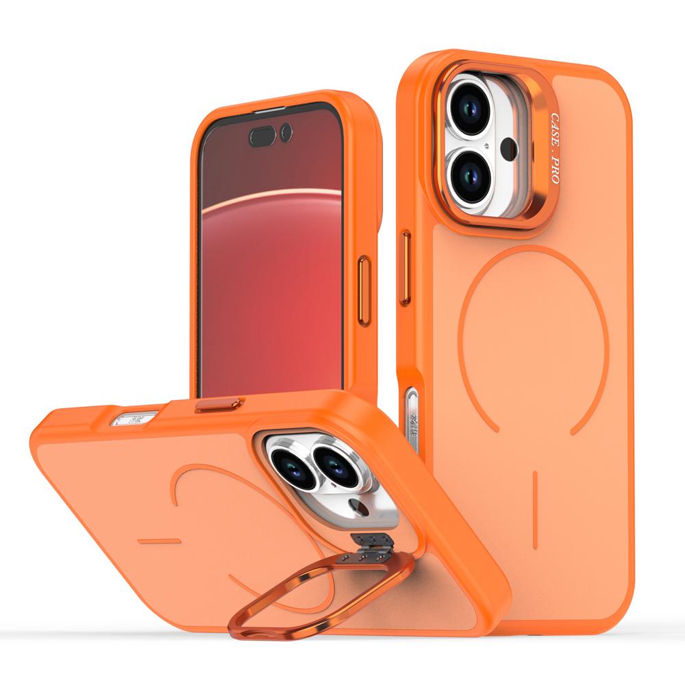 KEYSION Matte Skin Feel Lens Stand Phone Case for Magsafe for iPhone 16 Pro Max 16 Plus Magnetic Wireless Charging Shockproof Cover