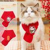 Adorable Red Color Knitted Cat Scarf Festive Warm Pet Neck Scarf Blessing Embroidered Fortune Dog Scarf Pet Clothing