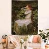 John William Waterhouse Anime Tapestry Hippie Flower Wall Carpets Dorm Decor Cheap Hippie Wall Hanging