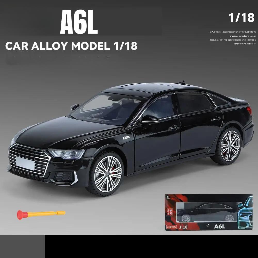 1/18 Scale A6L Toy Car Model Diecast Alloy Metal Vehicle Miniature Pull Back Sound Light Collection Gift for Boy Children Kid