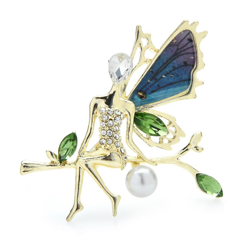 Latest Designer Fairy Brooches Lady Color Rhinestone Pearl Angel Gathering Gathering Casual Brooches For Women Pin Giveaway GiftsCasual Jewelry