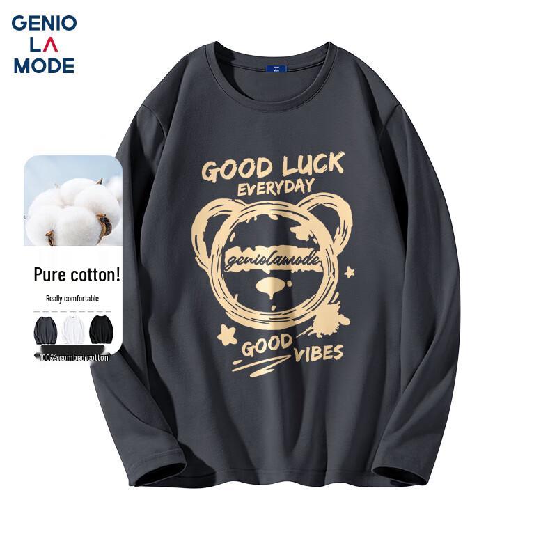 GENIOLAMODE Men s Casual Long Sleeve T-Shirt M