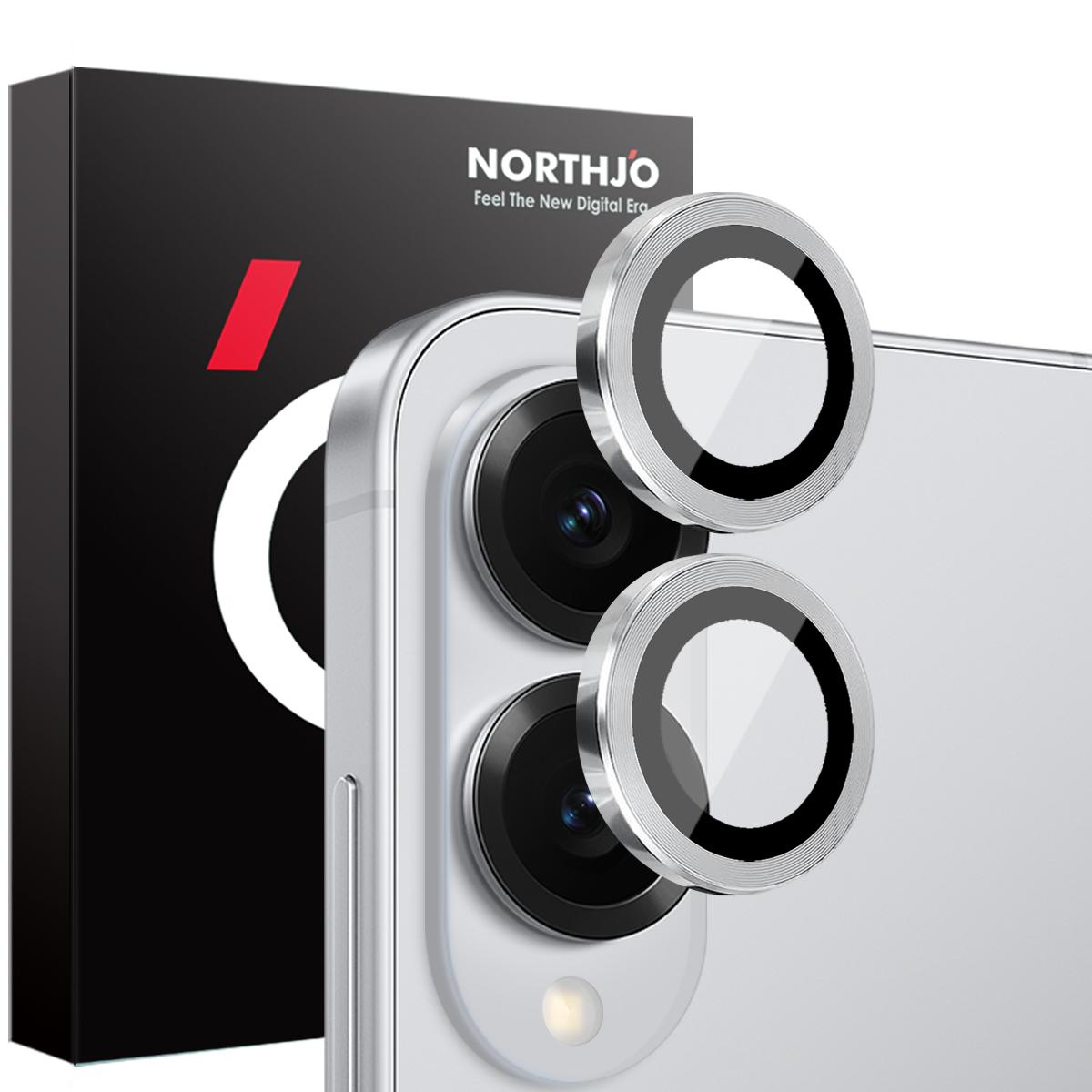 

NORTHJO 1 Set For Samsung Galaxy S25 Edge Tempered Glass Camera Lens Film CD Veins Metal Ring Lens Guard Silver