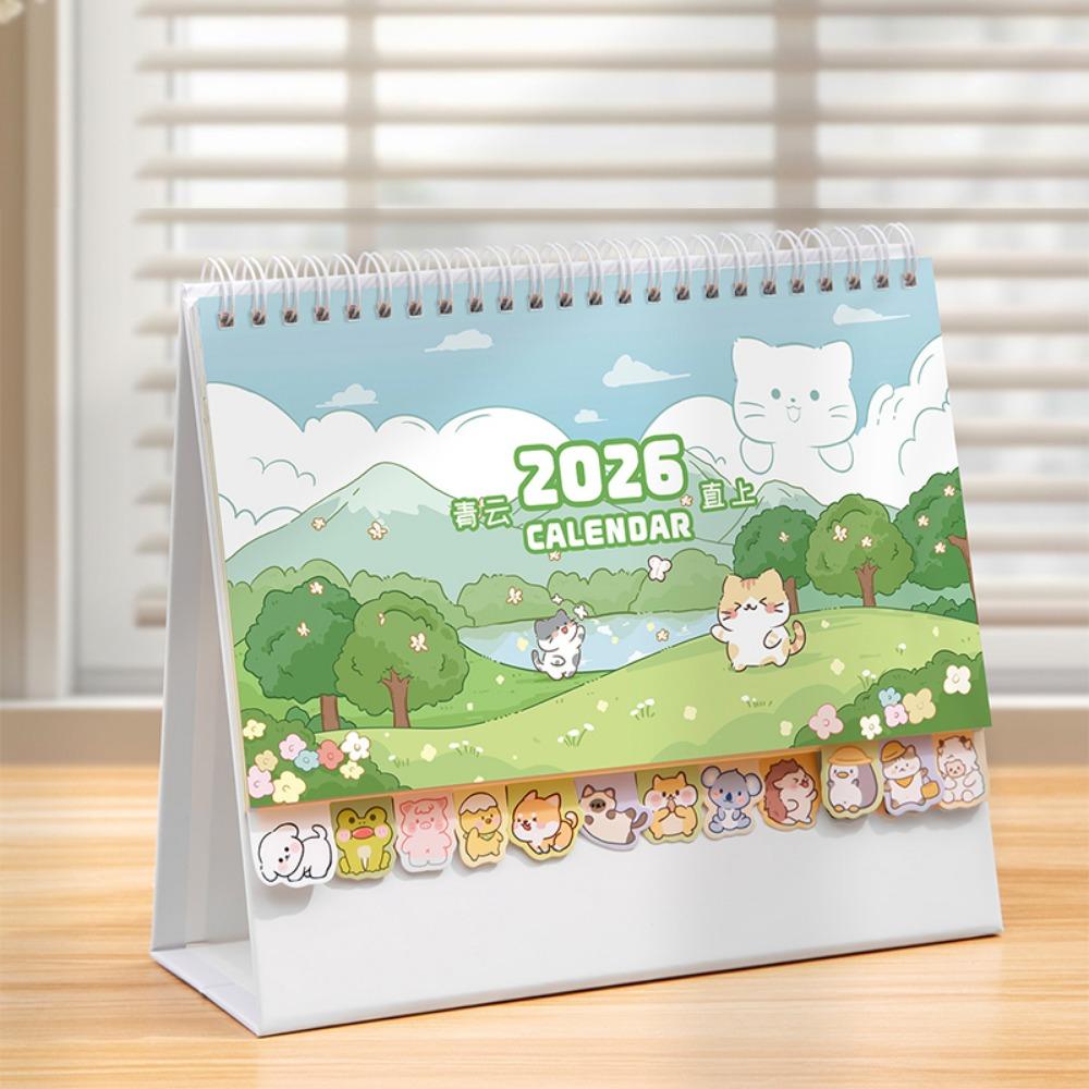 

Cartoon Animals 2026 Desk Calendar Coil Binding One Month to View Monthly Calendar Memo Notes Tabletop Schedule Study Planning