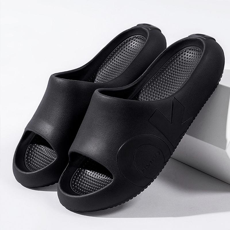 Herrensandalen und -slipper, bedruckt mit Buchstaben, lässige und modische Anti-Rutsch-Slipper mit offener Zehenpartie und dicker Sohle, geeignet für in