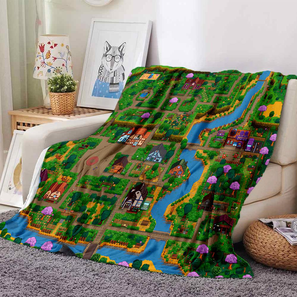 1pc Blanket - game Stardew Valley Print Design,Lightweight Blanket for Sofa,Bed- Soft &Warm,Gift for All Seasons