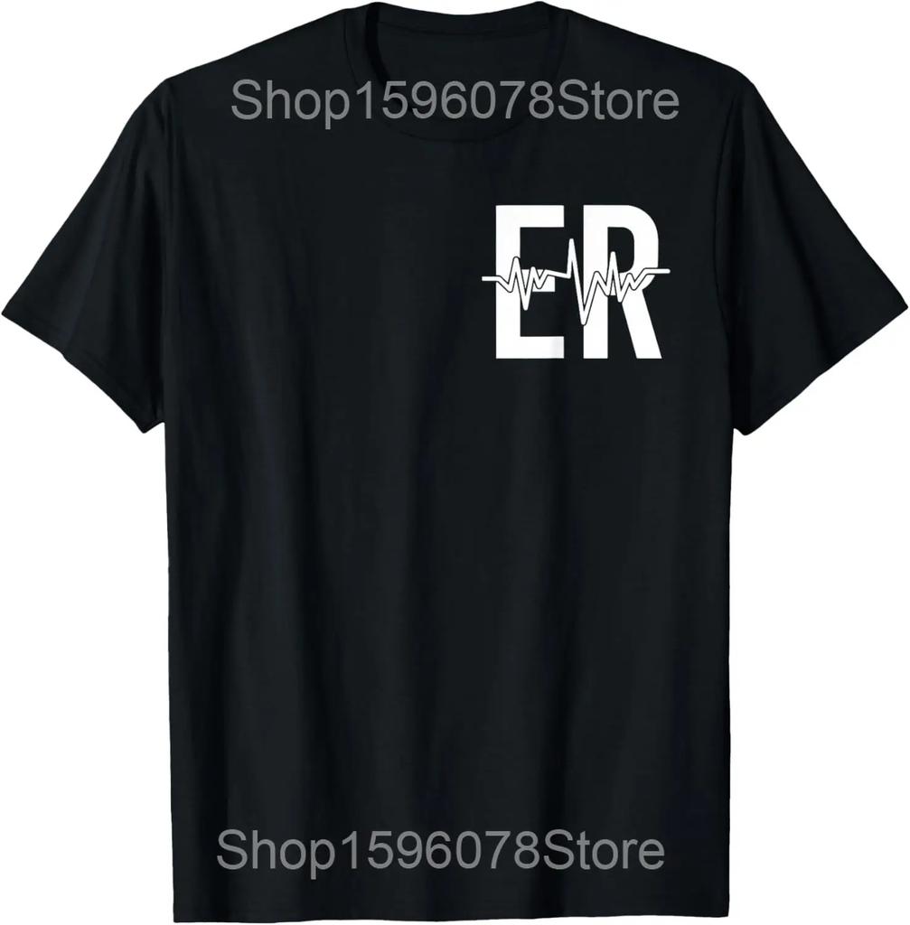 Emergency Department Room Nurse Breast Cancer T Shirts Men Cotton Humor Streetwear Tee Shirt Short Sleeve Unisex Loose Clothing