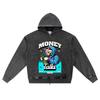 DTG Print Knitted Denim Zip-Up Hoodie Money Talks T Shirt Brother Print Zipper Hoodies  