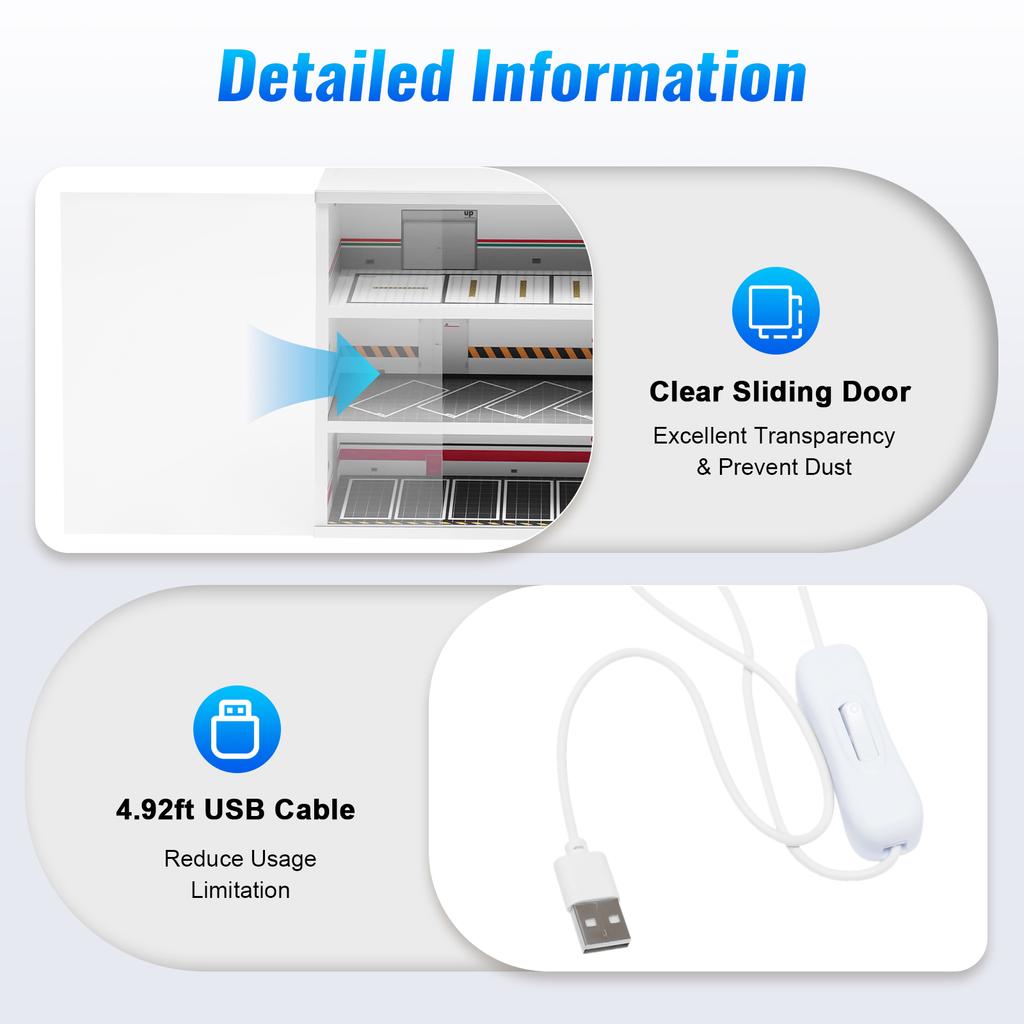 3Tier LED Display Case for 1:64 Model Cars,USB Powered Acrylic Dust-Proof Showcase Garage Cabinet for Collectors Toy Car Storage
