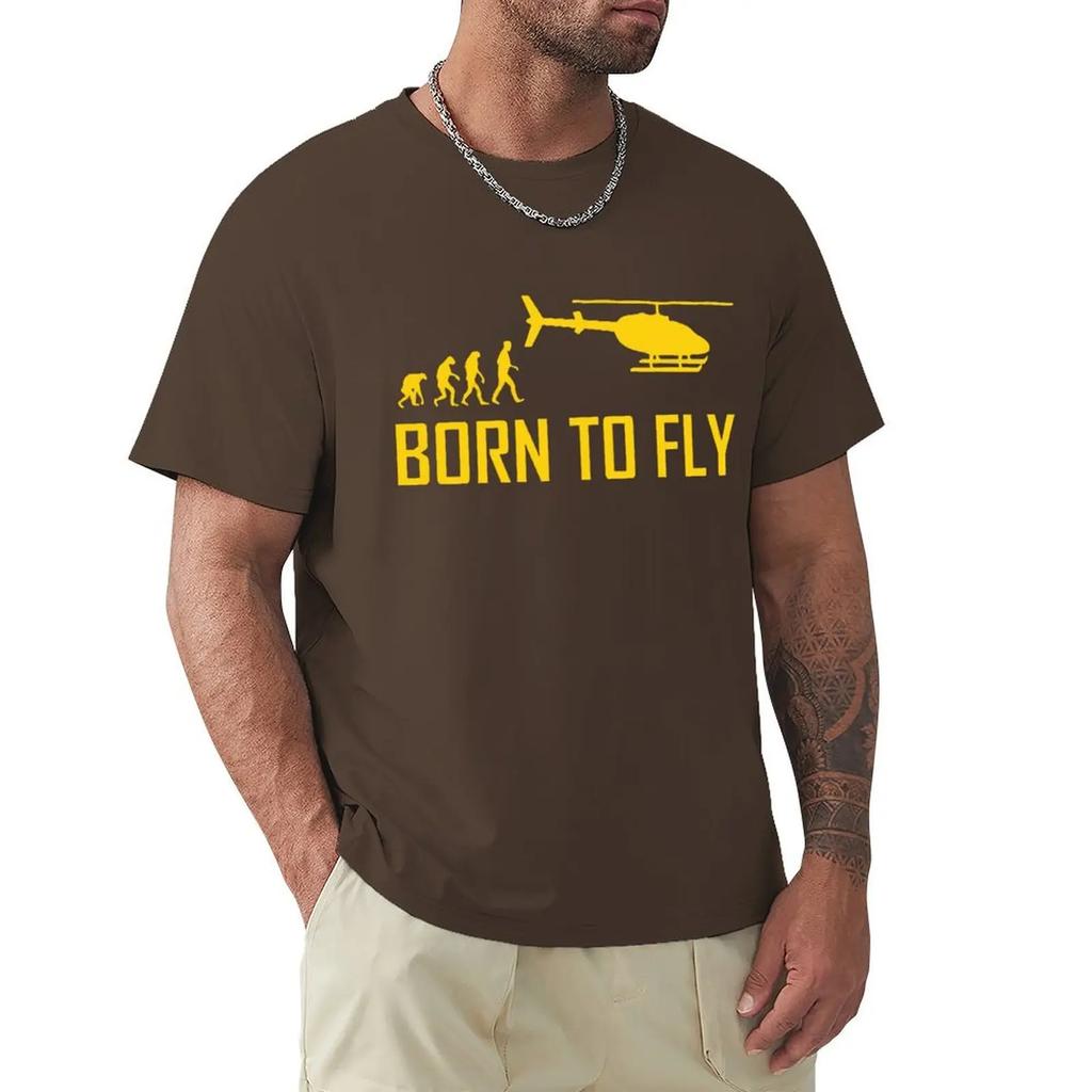 Born To Fly Helicopter Aircraft T Shirt Harajuku Short Sleeve T-shirt 100% Cotton Graphics Tshirt Tops