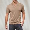Men's V-neck Short-sleeved Top Textured Collar Golf T-shirt