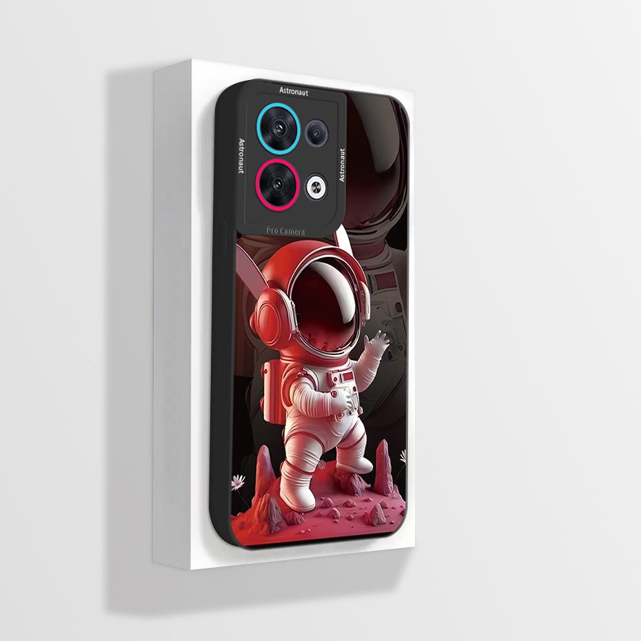 For Oppo Reno8 Phone Case CPH2359 Aesthetic Cartoon Astronaut Soft Liquid Silicone Funda For Oppo Reno 8 Pro Plus 5G Back Cover