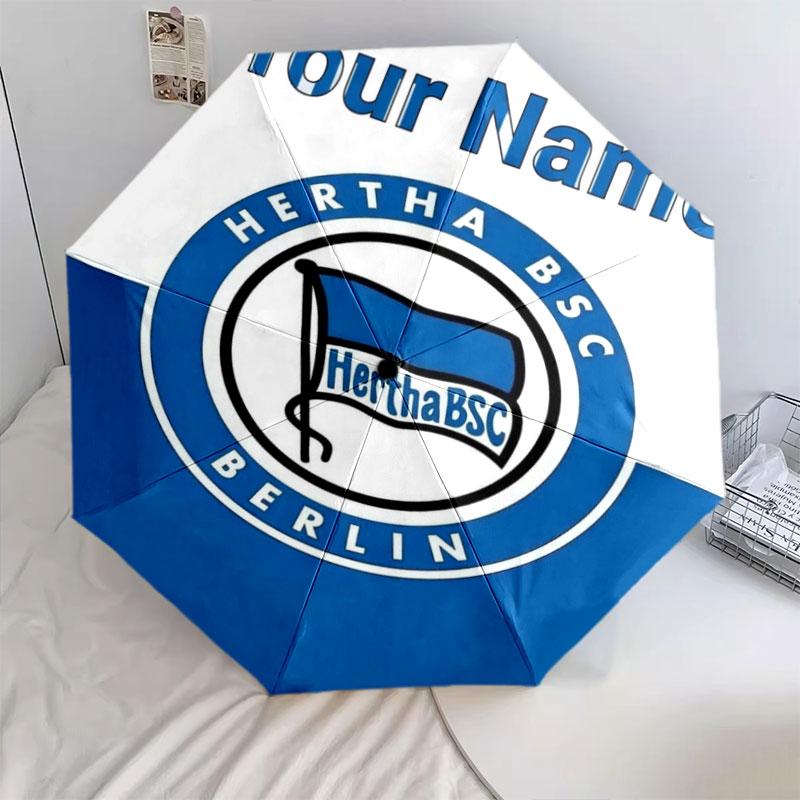 1 PC Automatic Folding Umbrella - Hertha BSC Custom Name Pattern, Portable & Foldable Design with 8 Ribs, Christmas Birthday Gifts
