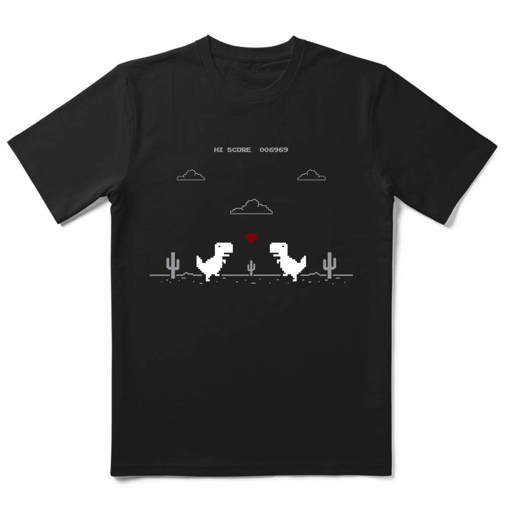 

Cool Dinosaur Game Print Summer Casual Loose Round Neck Mens Womens Breathable Comfortable Pure Cotton Tshirt 4XL