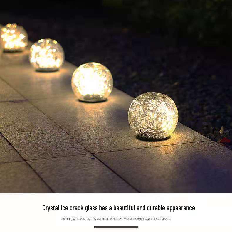 Solar-Powered Glass Crackle Light - Outdoor Garden Decoration, Creative Hanging Mason Jar for Christmas & Wishing Lights