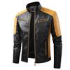 Men's 2026 Retro Patchwork Leather Biker Jacket - Autumn/Winter Stand Collar Fashion