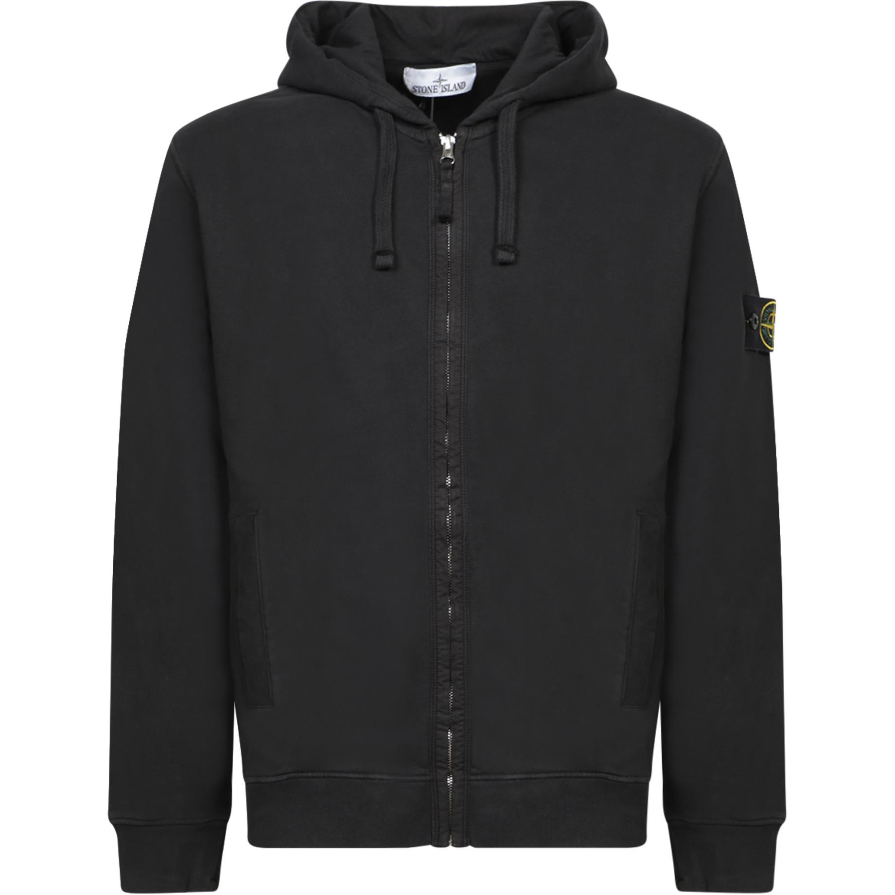 Stone Island Geverfd Rits Hoodie Zwart Unisex Tops 811563520-V0029 M