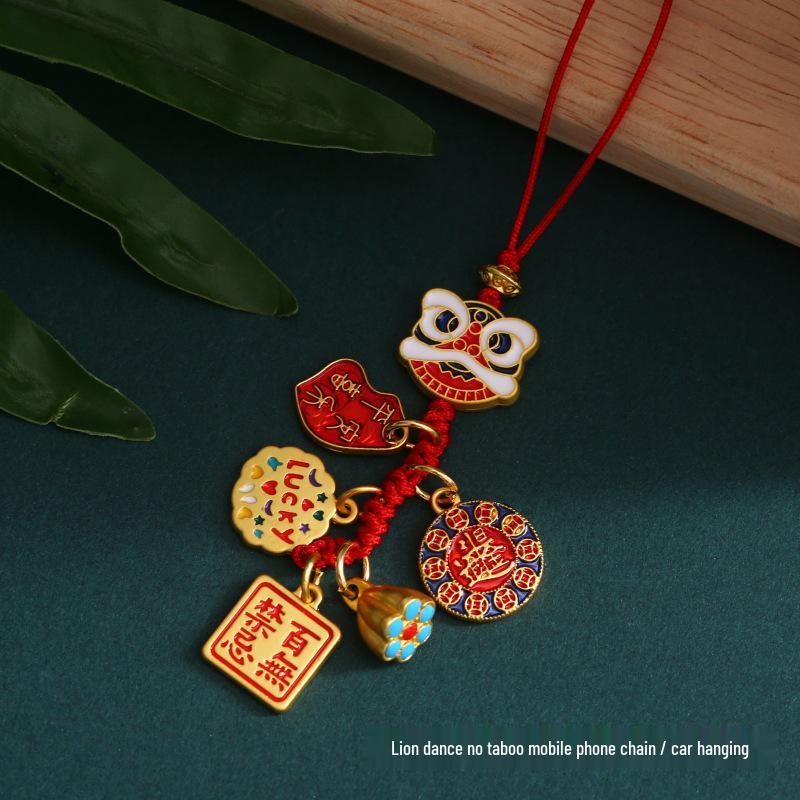 Goldener Glücksschlüsselanhänger: Reichtumsgott verschlingt Goldtier für Familie, perfekt als Auto- oder Handyanhänger.