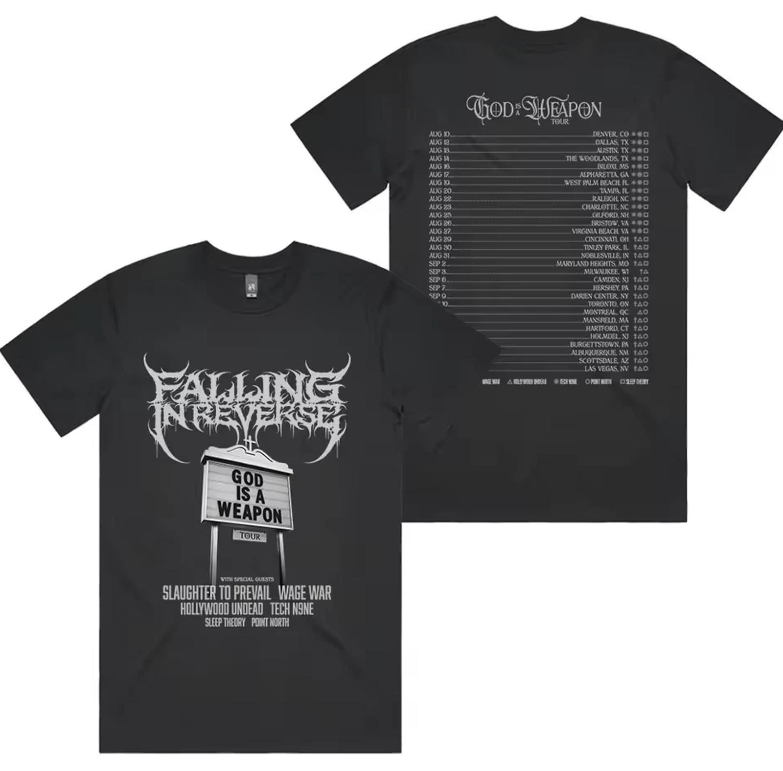 God Is A Weapon Tour 2026 Band Falling in Reverse T-Shirt S