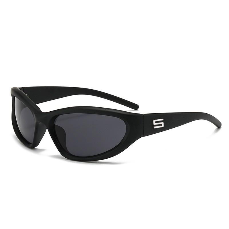 Y2k Sunglasses Women Uv400 Sun Protection For Cycling Outdoor Sports BlackFrameGrayLens