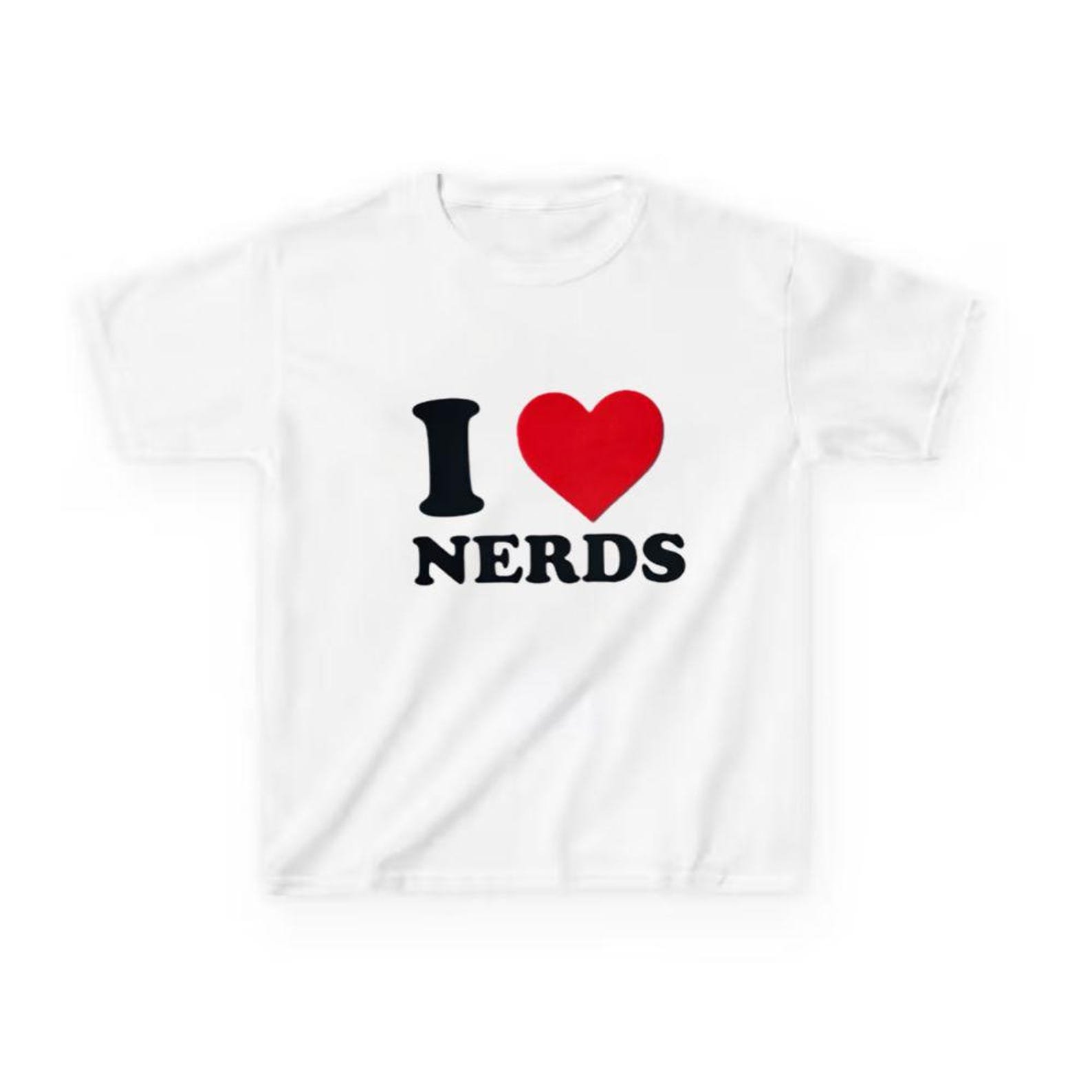 Retro I Heart Nerds Graphic Tee ,Funny Y2K Women s Shirt L