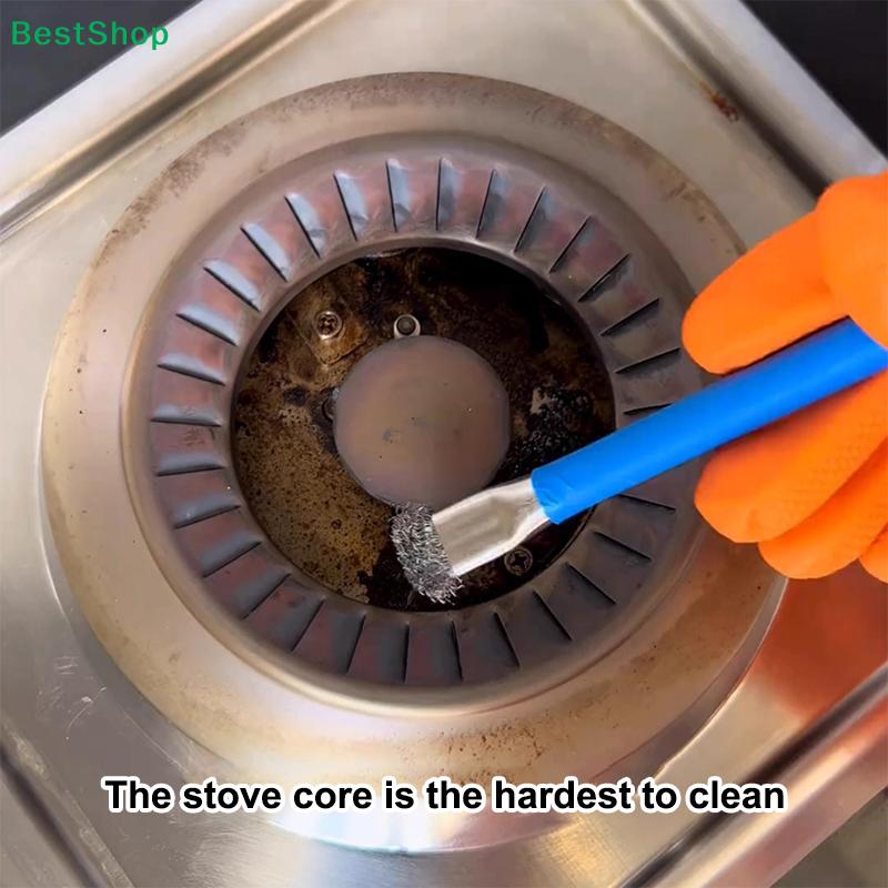 2-in-1 Kitchen Cleaning Brush – Anti-Static Pig Hair & Steel Wire Brush for Grease & Rust Removal