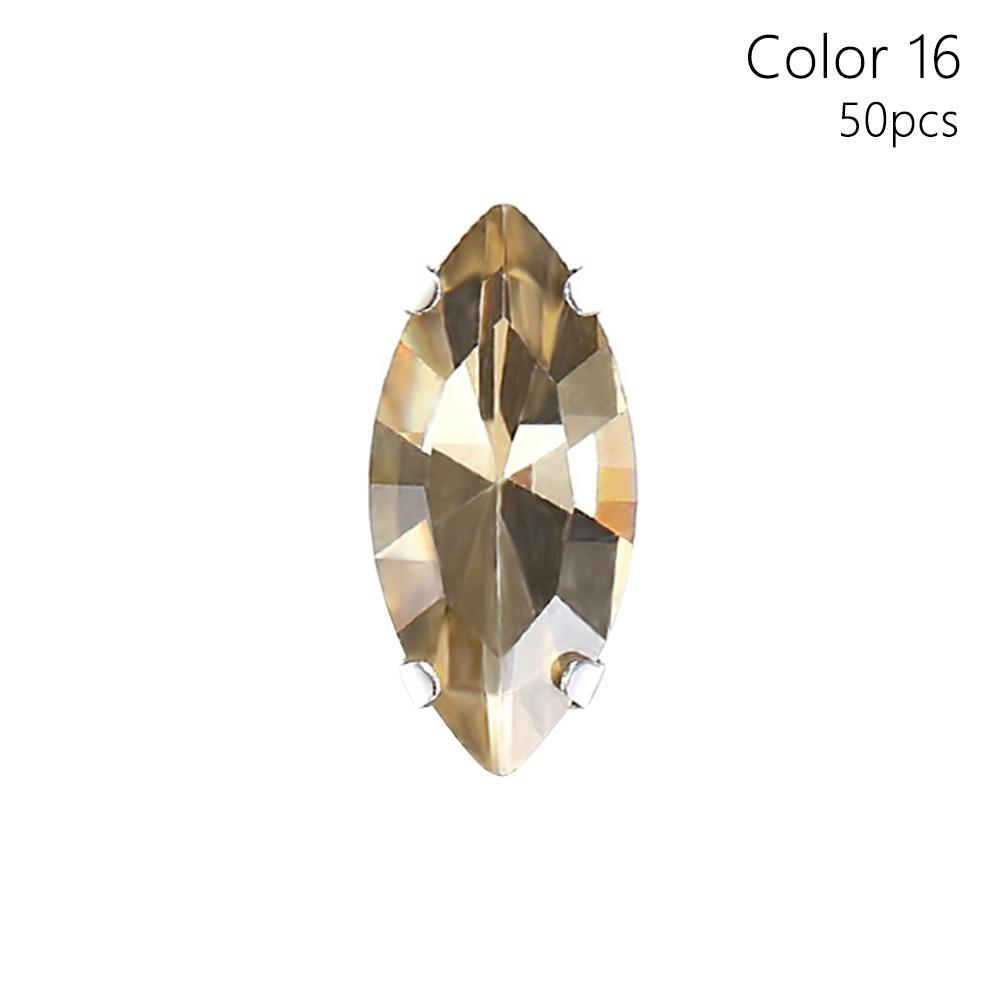 50Pcs/Pack Sew On Glass Crystal Stones With Silver Claw Diamond Beads Ornament  For Needlework