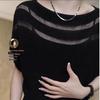 2025 Summer Round Neck Ice Silk Organza Short Sleeve Women's Fashionable Versatile T-shirt