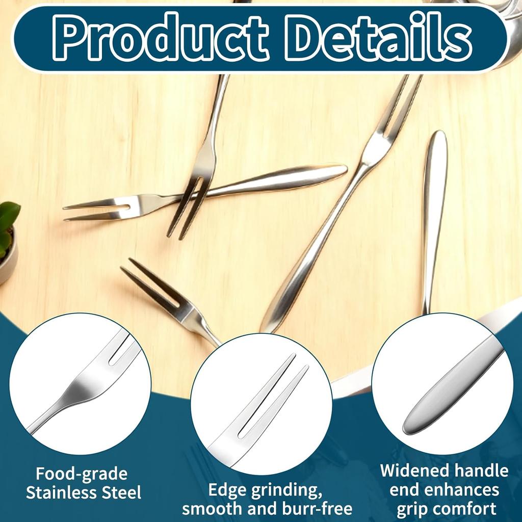 10 Pcs Pickle Forks Stainless Steel Mini Forks for Appetizers, Portable Cocktail Dessert Salad Seafood Fruit Forks for Party Picnics Home Restaurant