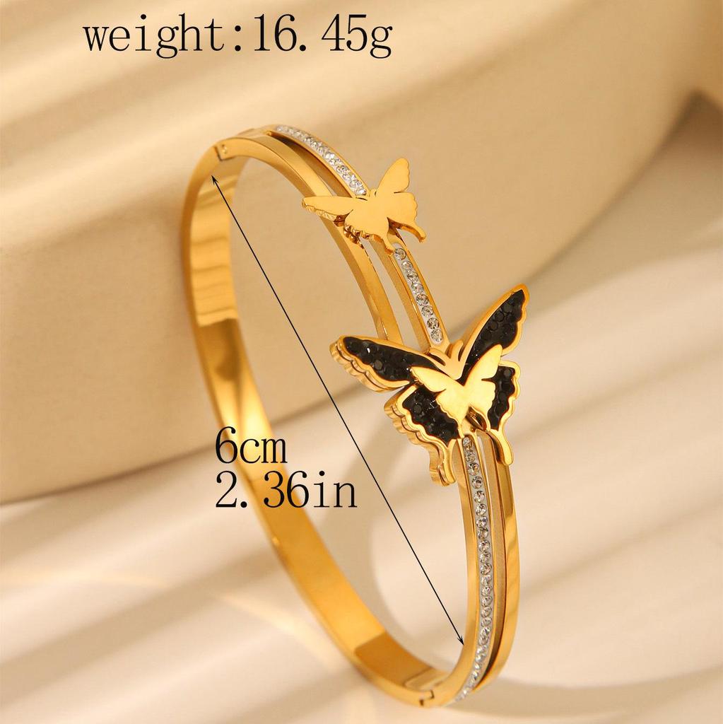 Gold-Plated Diamond Butterfly Floral Bracelet: Luxury Fashion Statement for Women