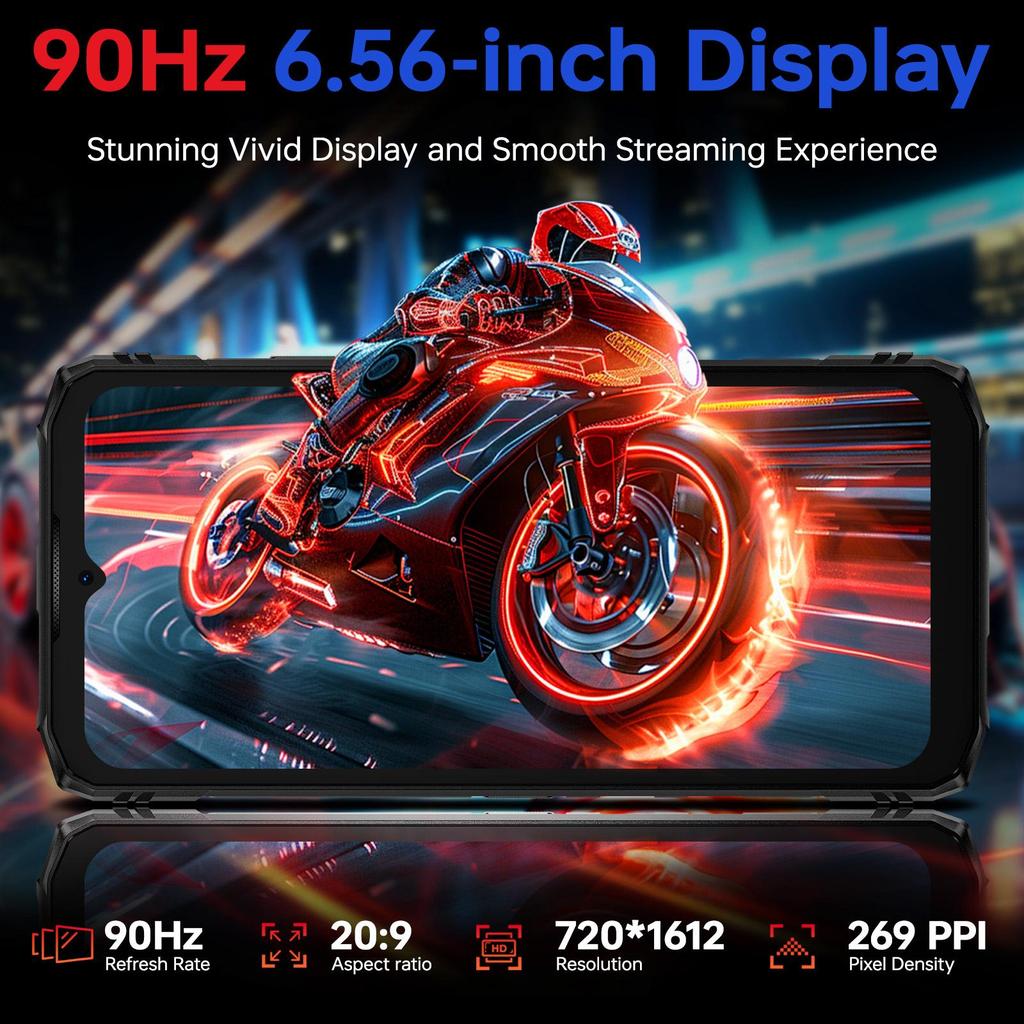 DOOGEE Blade10 Energy Rugged Smartphone Android 15, 24GB+128GB/2TB, 90Hz 6.56" HD+ Display, 6150mAh, 16MP+8MP,  3 Card Slot/NFC/IP68/IP69K/OTG/FACE ID