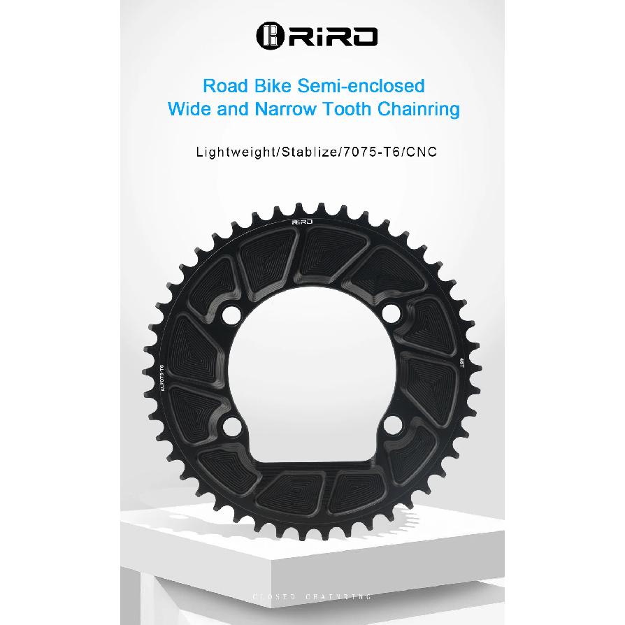 RIRO 4-Bolts 110BCD Single Chainring, 46/48/50/52/54/56/58T Road Bike Chainwheel, Compatible with Shimano 105/FC-R7000/R8000
