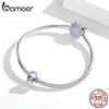 BAMOER 925 Sterling Silver Moonstone Charm, Weightless astronauts Space Walk Charm Beads fit Original 3mm Bracelet DIY Jewelry