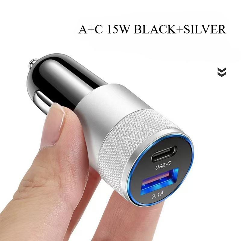 Mini Metal Car Charger 15W Fast Charging Intelligent USB+PD Interface for Vehicles Car USB Adapter Fast Super Car Charger