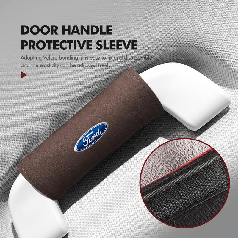 For Ford Car Interior Handle Protective Cover Suede Sponge Comfortable Grip Mk2 Mk3 Ranger Mondeo Mk4 S-MAX Kuga Mustang Fusion