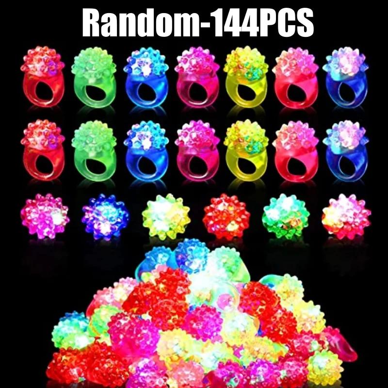 Luminescent Cartoon LED Fluorescent Ring Finger Light Flashing Led Bumpy Rubber Rings Jelly Bubble Toys Party Bar Accessories
