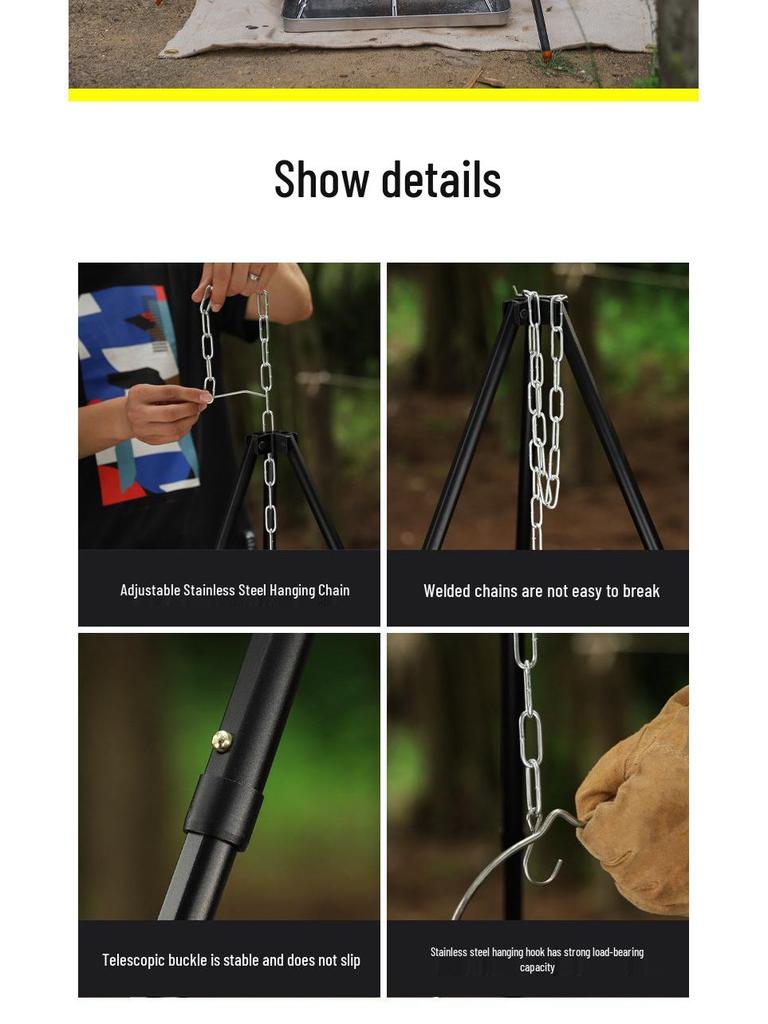 Adjustable Aluminum Camping Tripod Pot Stand
