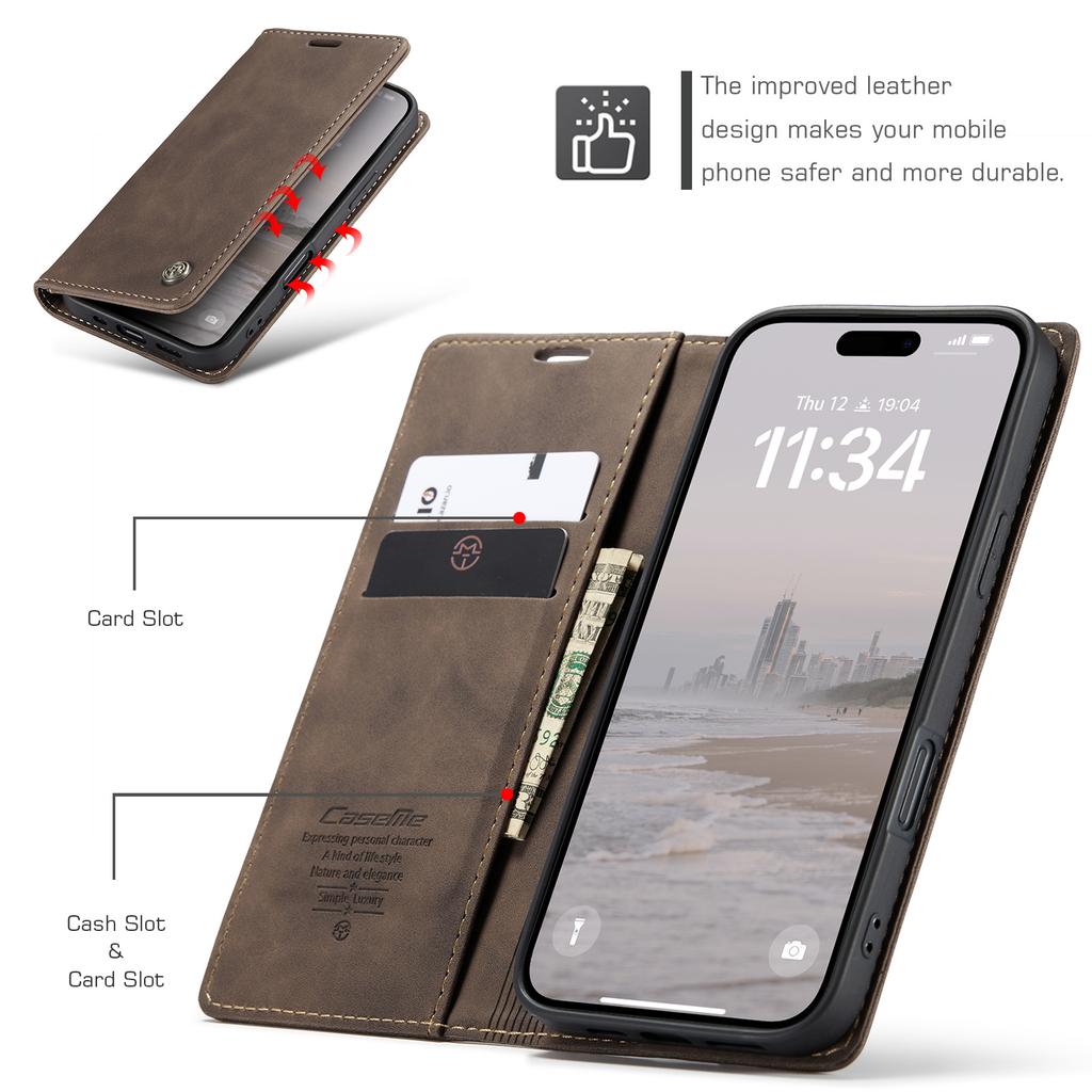 For iPhone 17 Wallet Case CASEME 013 Series PU Leather Phone Cover Stand