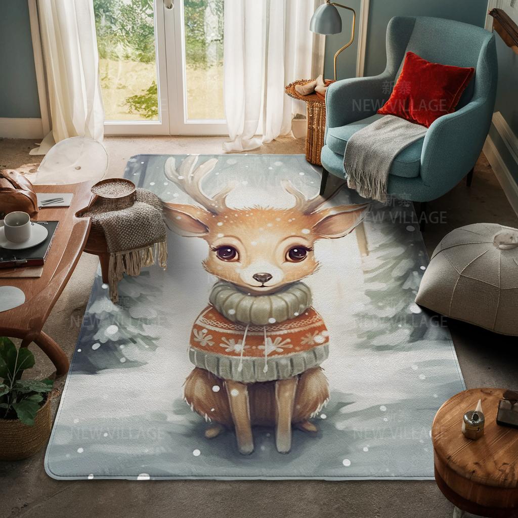 House Entrance Carpet Home Door Mat Living Room Bath Foot Bathroom Non-slip Water Absorption Rugs Bath Merry Christmas Winter