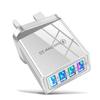 4-Port USB Mobile Charger 3A with LED Light for EU/US Specs, Compatible with Tablets & Phones
